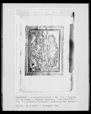 Psalter mit Kalender, fol. 8: Anbetung der Könige