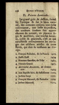 D. Peintres Lombards.
