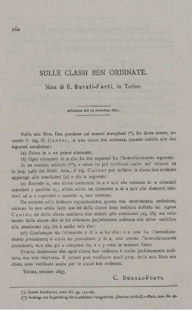 Sulle classi ben ordinate.