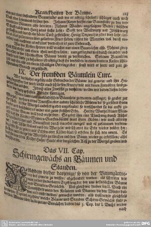 Das VII. Cap. Schirmgewächs an Bäumen und Stauden.