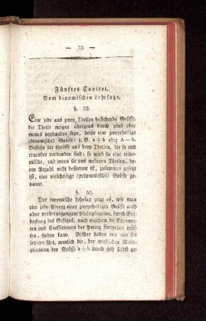 Fünftes Capitel. Vom binomischen Lehrsatze.