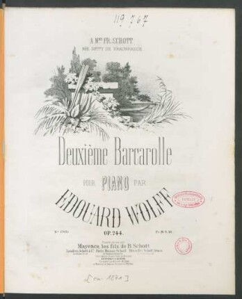 Deuxième barcarolle pour piano : op. 244.