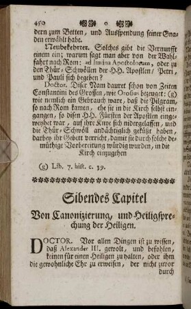 Sibendes Capitel Von Canonizierung und Heiligsprechung der Heiligen.