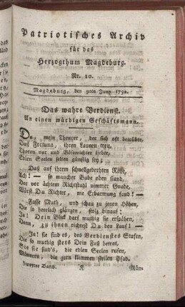 Nr. 10. Magdeburg, den 9ten Juny 1792