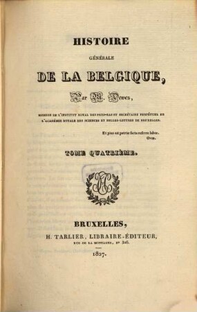 Histoire générale de la Belgique, 4
