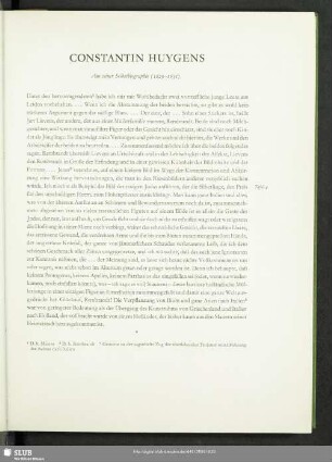 Constantin Huygens : Aus seiner Selbstbiographie (1629-1631)