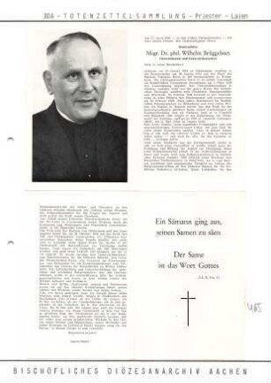 Brüggeboes, Msgr. Dr. phil. Wilhelm
