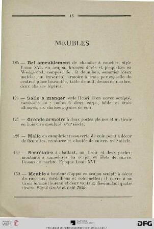 Meubles (Nr. 125-158)