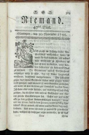 47tes Blat. Göttingen, den 20. November 1756.