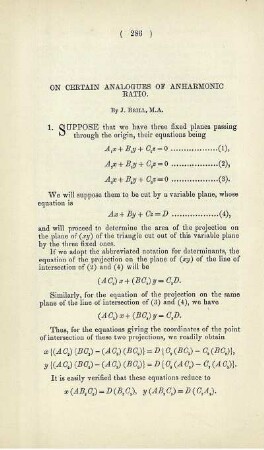On certain analogues of anharmonic ratio.