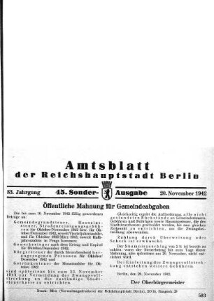 45. Sonder-Ausgabe, 20. November 1942