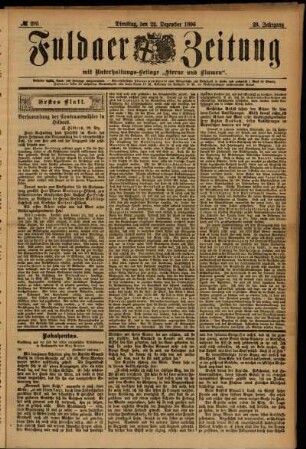 Erste Ausgabe vom Dienstag, den 22. Dezember 1896.