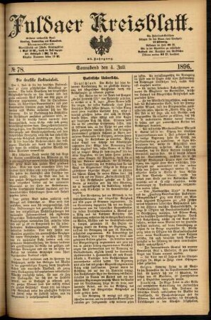 Erste Ausgabe vom Samstag, den 04. Juli 1896.