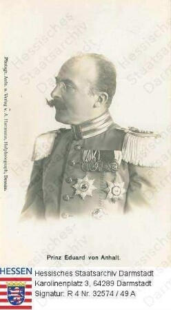 Eduard Herzog v. Anhalt-Dessau (1861-1918) / Porträt in Uniform mit Orden, Brustbild