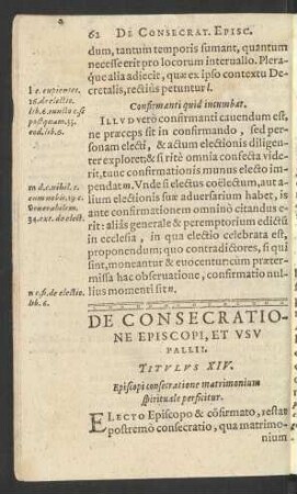 De Consecratione Episcopi, Et Usu Pallii. Titulus XIV.