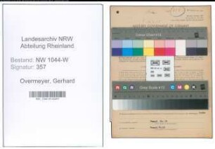 Entnazifizierung Gerhard Overmeyer , geb. 11.03.1884 (Gemeindevertreter)