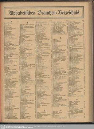 Alphabetisches Branchen-Verzeichnis