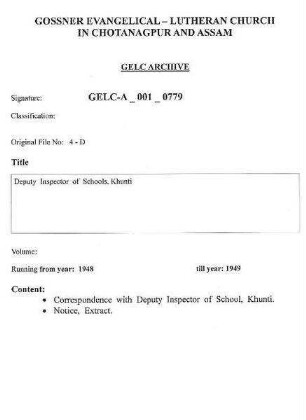 Deputy Inspector of Schools, Khunti