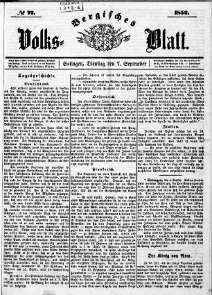 Bergisches Volksblatt. 1849-1868