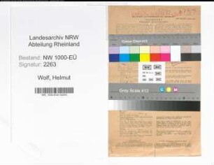 Entnazifizierung Helmut Wolf, geb. 29.04.1896 (Polizeibeamter)