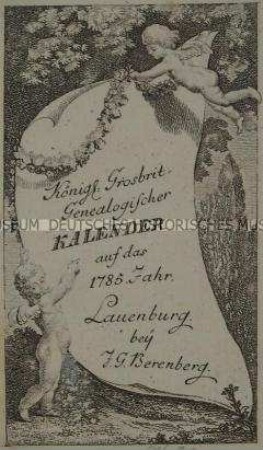 Titel zum Lauenburger genealogischen Kalender auf das 1785. Jahr