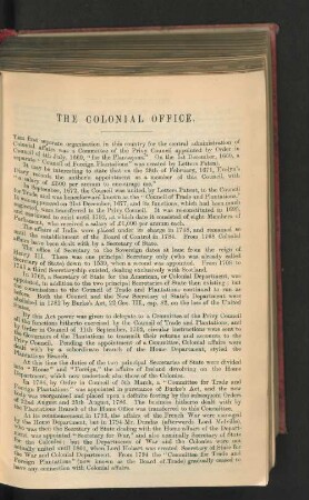 History and Particulars of the Office of the Secretary of State and other Offices, Institutions and Associations connected with the Colonies