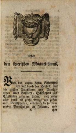 Ueber den thierischen Magnetismus