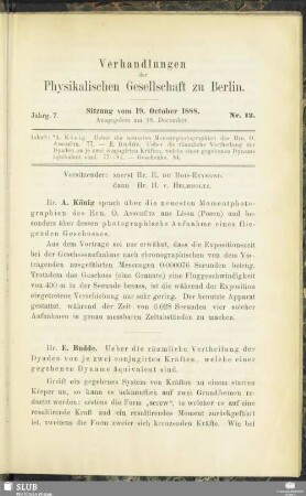 Nr. 12. Sitzung vom 19. October 1888
