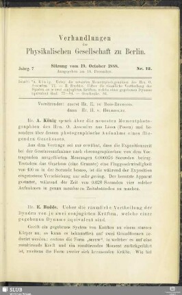 Nr. 12. Sitzung vom 19. October 1888