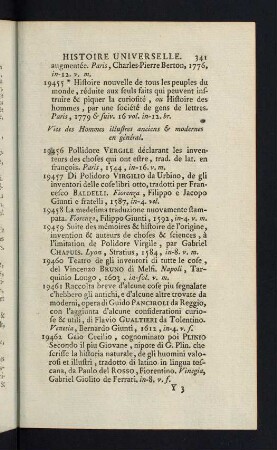 341-347, Vies des Hommes illustres anciens & modernes en général