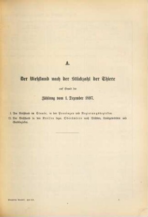 Die Ergebnisse der Viehzählung vom ... im Preußischen Staate. 153 = 1897 (1898), 1. Dez.