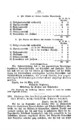 Fürsorge für den Religions-Unterricht evangelischer Kinder, welche katholische Schulen besuchen : [V. Elementarschulwesen]