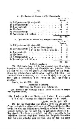 Fürsorge für den Religions-Unterricht evangelischer Kinder, welche katholische Schulen besuchen : [V. Elementarschulwesen]