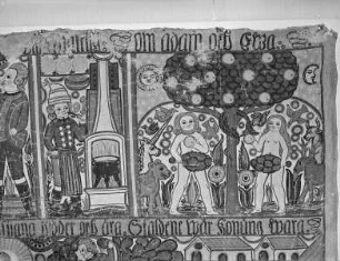 Wandbehang aus Südschweden (Bonad) mit biblischen Szenen — Sündenfall
