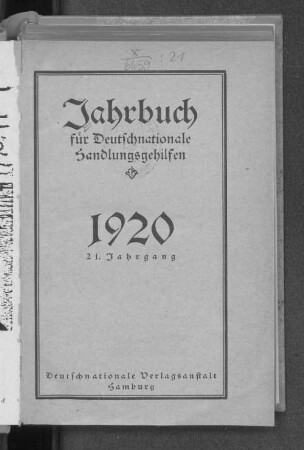 21.1920: Jahrbuch für deutschnationale Handlungsgehilfen