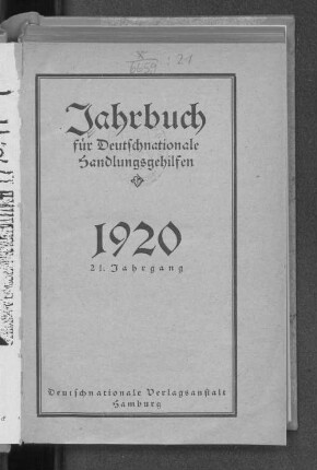 21.1920: Jahrbuch für deutschnationale Handlungsgehilfen
