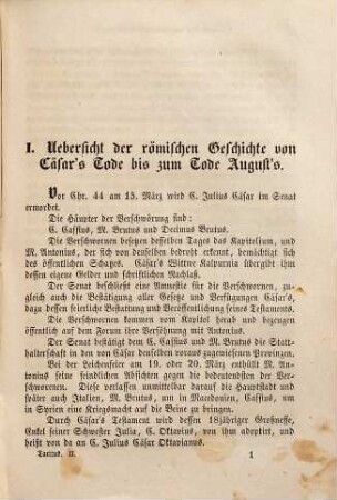 Des P. Cornelius Tacitus Werke, 2. Der Annalen 1. und 2. Buch