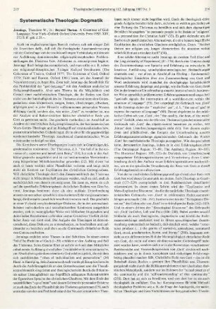 215-217 [Rezension] Jennings, Theodore W., Beyond theism