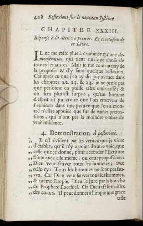 Chapitre XXXIII. Réponse à la derniere preuve. Et conclusion de ce Livre.