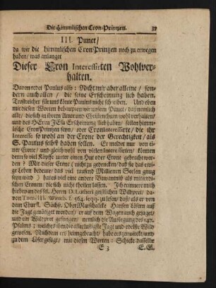 III. Punct/ [...] Dieser Cron Interessirten Wohlverhalten.