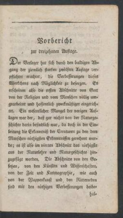 Vorbericht zur dreizehnten Auflage.