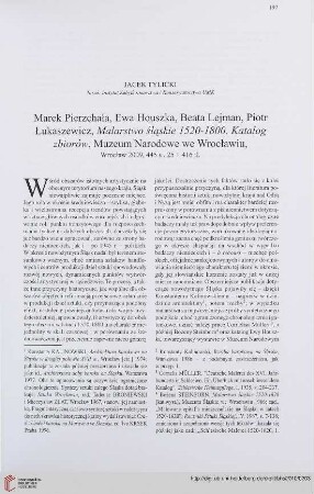 72: [Rezension von: Marek Pierzchała, Ewa Houszka, Beate Lejman, Piotr Łukaszewicz, Malarstwo śląskie 1520 - 1800]