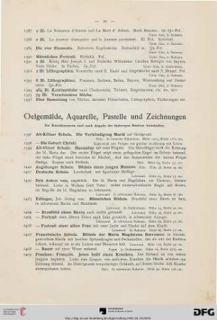 Oelgemälde, Aquarelle, Pastelle und Zeichnungen (Nr. 1397-1504)