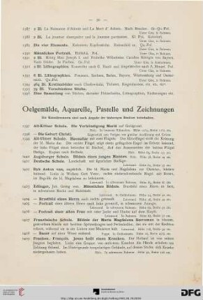 Oelgemälde, Aquarelle, Pastelle und Zeichnungen (Nr. 1397-1504)
