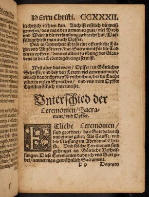 232r-234r, Unterschied der Ceremonien, Sacrament und Opffer