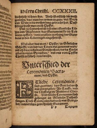 232r-234r, Unterschied der Ceremonien, Sacrament und Opffer