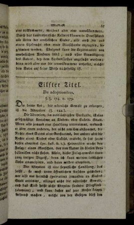 Eilfter Titel. De adoptionibus.