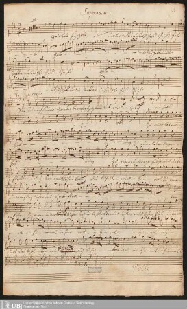 Ms. Ff. Mus. 1042 - Am 1. Oster=Tage : Gelobet sey Gott und Vatter unsers Herrn Jesu pp. : S. A. T. B., 2 hautbois, 2 violini, 1 viola, violoncello et organo