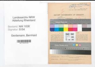 Entnazifizierung Bernhard Gerdemann , geb. 21.02.1896 (Postbeamter)
