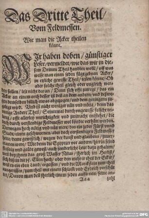 Der Dritte Theil/ Vom Feldmessen.